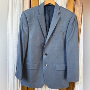 Ralph Lauren Blue Silk and Wool Houndstooth Blazer